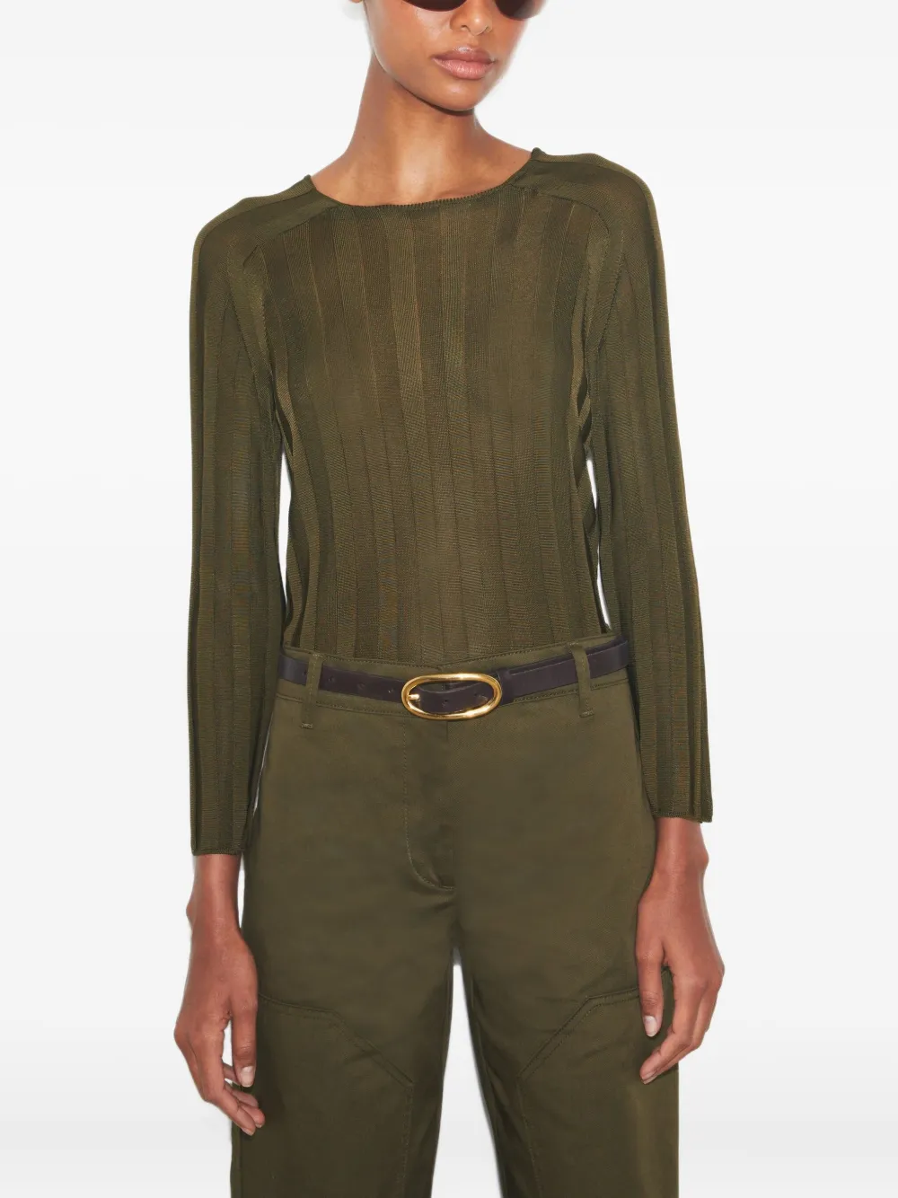 Tory Burch Ribbed Sweater In Green