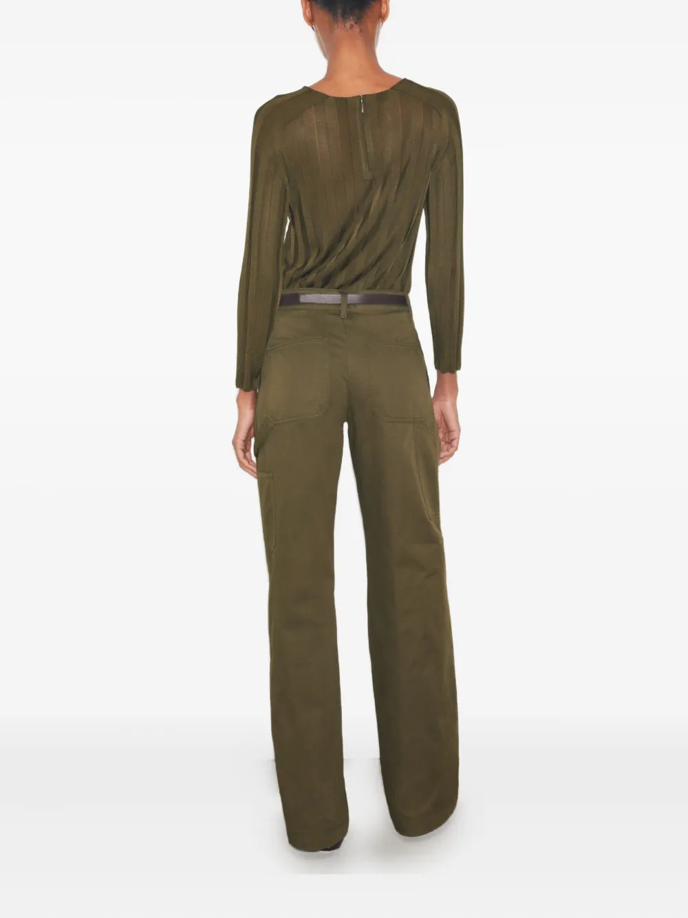 Tory Burch Ribbed Sweater In Green