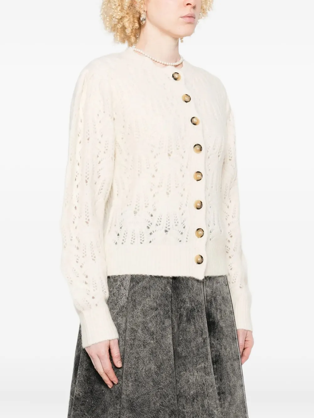 Isabel Marant Étoile Buttoned Open-knit Cardigan In Neutral