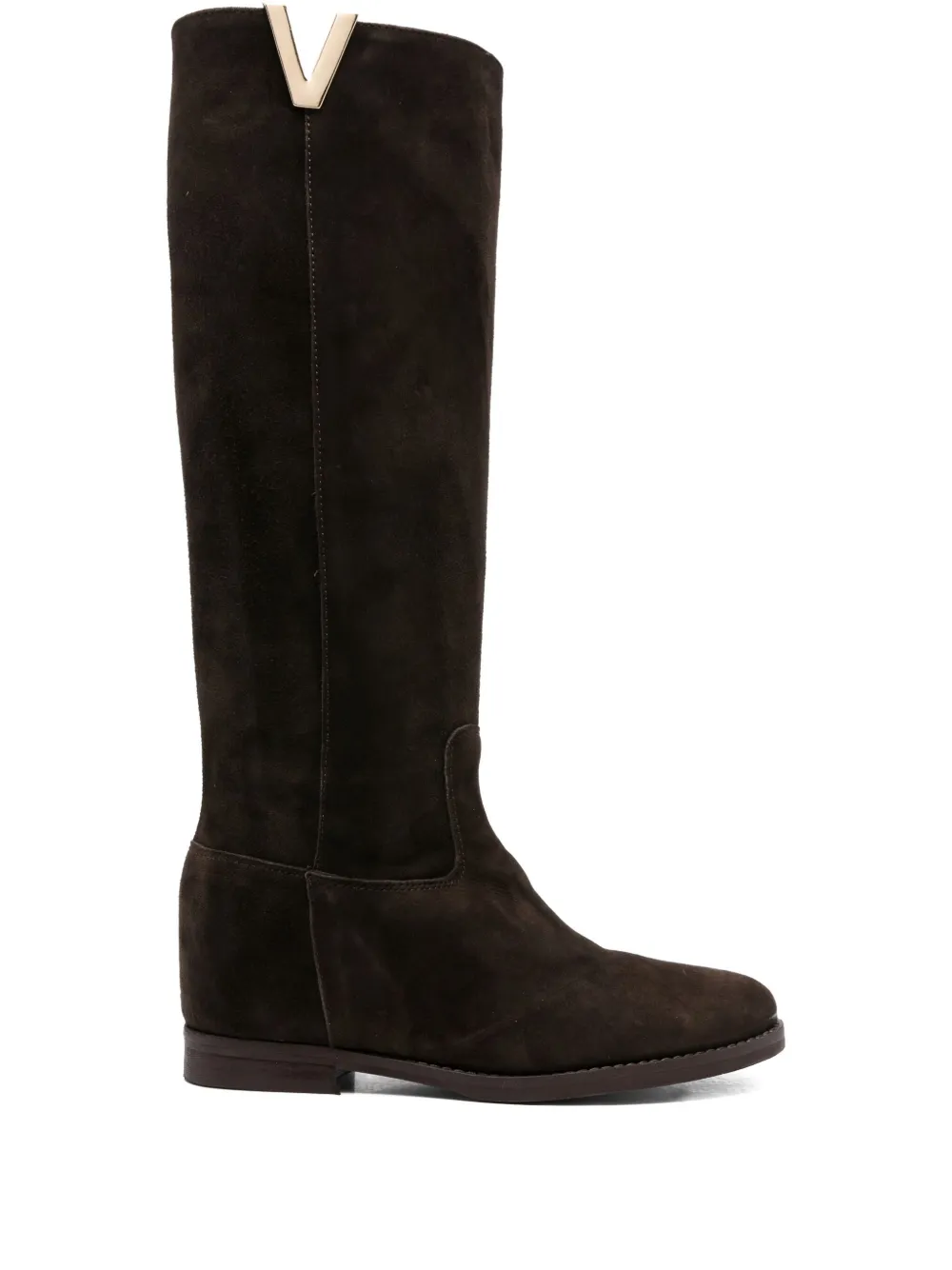 Julie Dee Suede Knee-high Boots In Brown