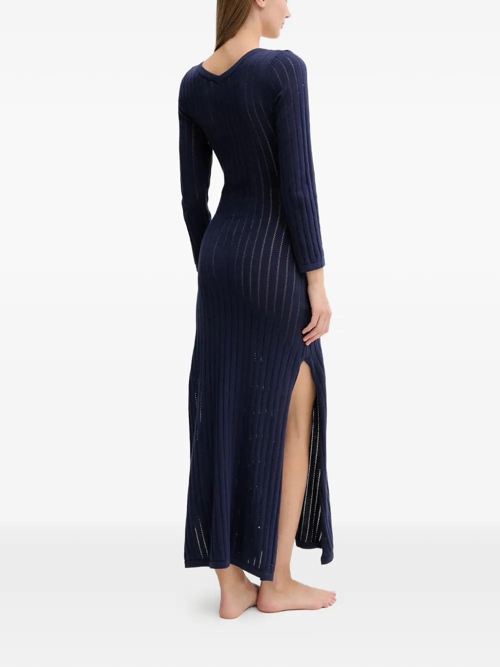 Melissa Odabash Jade Marine jurk met V-hals en knopen Blauw