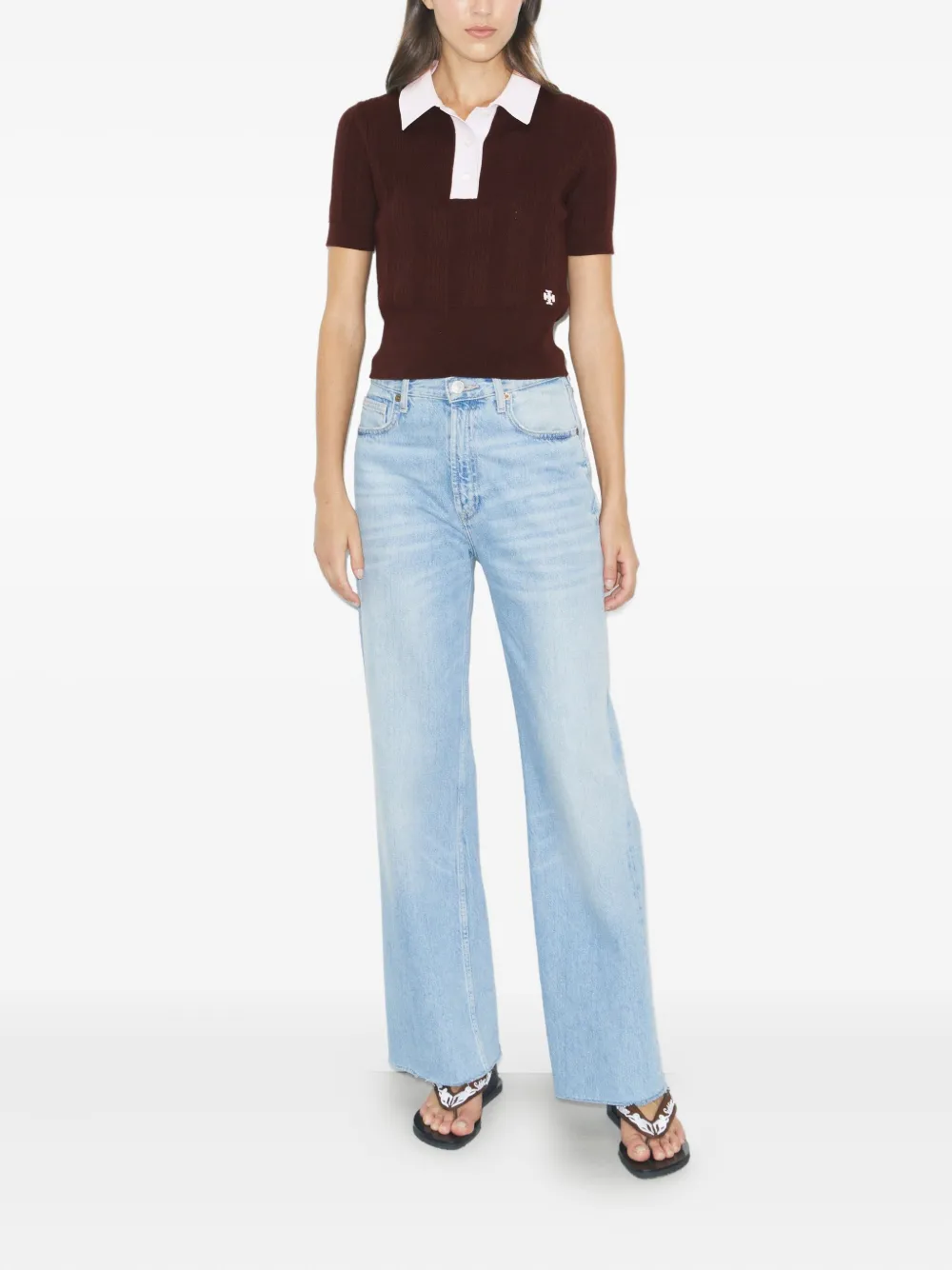 Tory Burch Pointelle polotrui Bruin