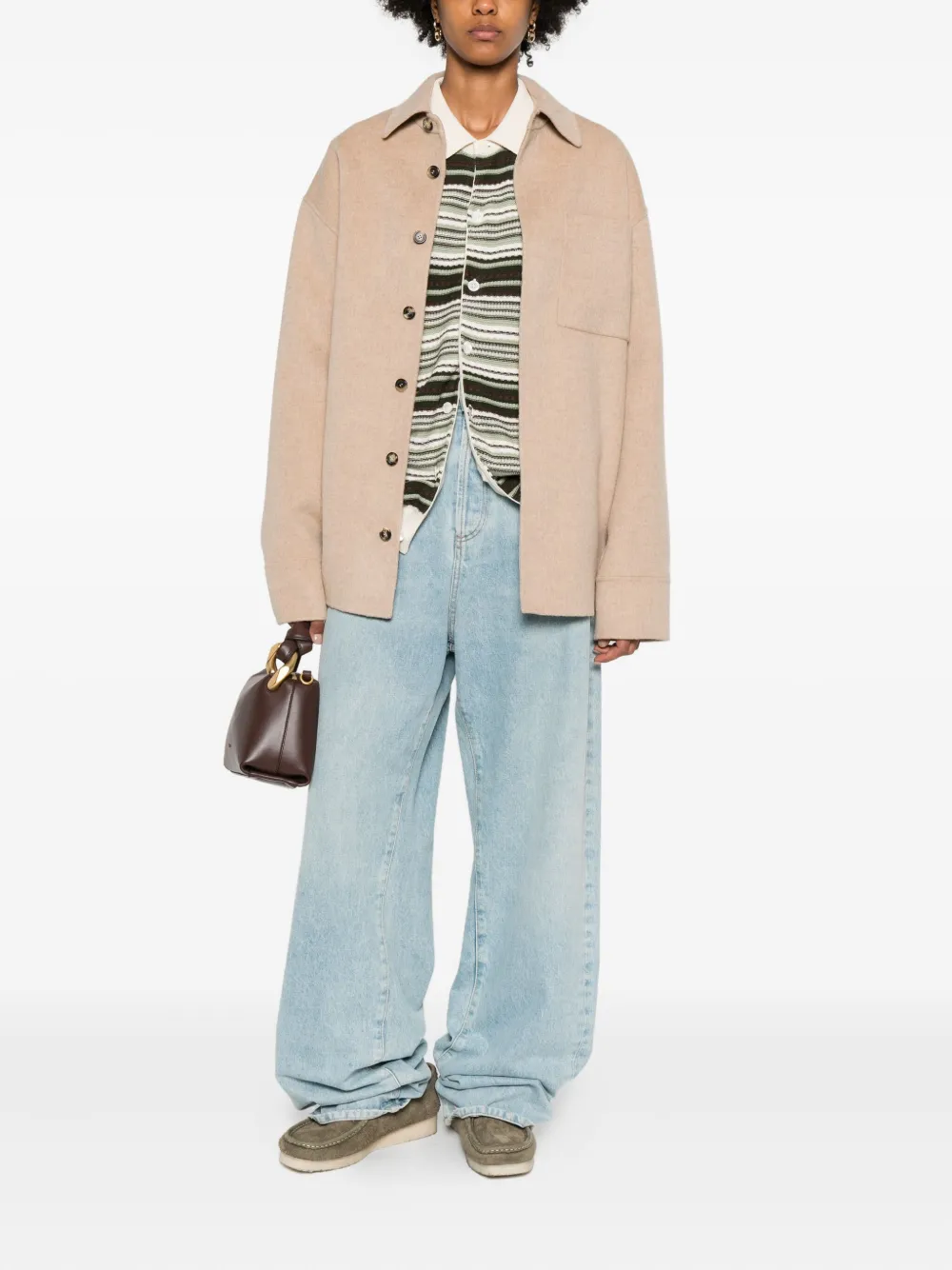 Jw Anderson Buttoned Patch-pocket Jacket In Brown
