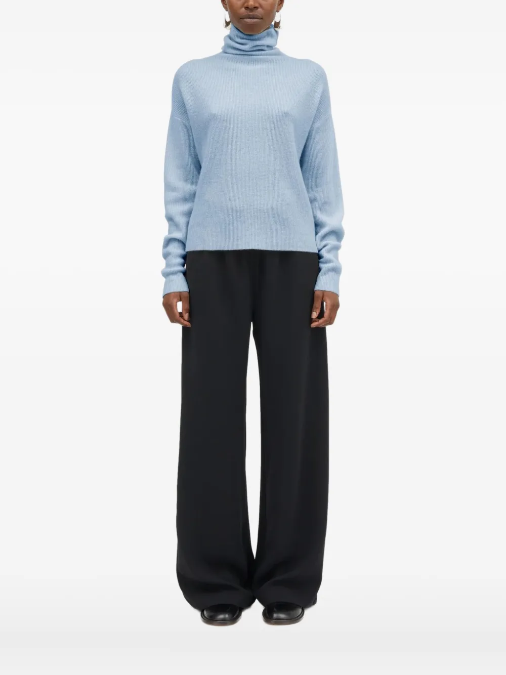 MARK KENLY DOMINO TAN Krystal ribbed turtleneck cashmere sweater | Blue | Image 1