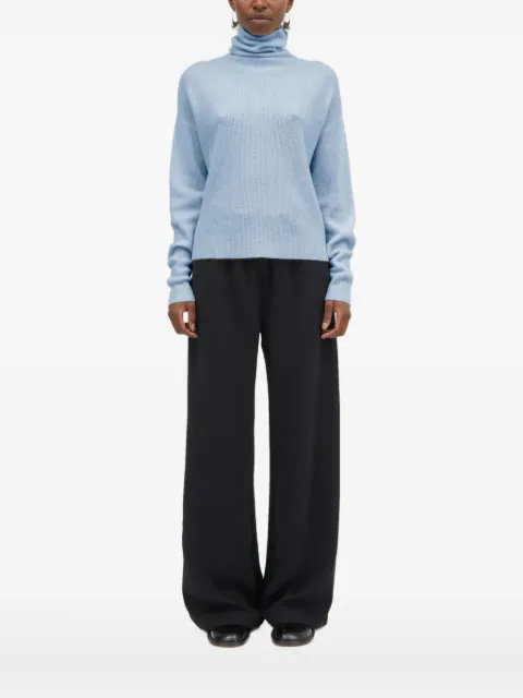 MARK KENLY DOMINO TAN Krystal ribbed turtleneck cashmere sweater