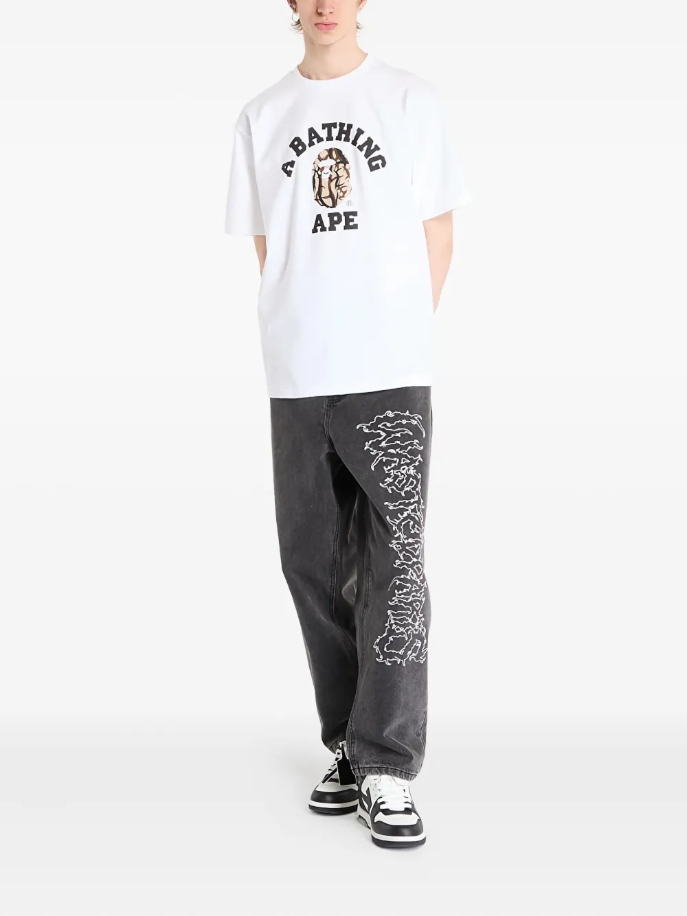 A BATHING APE T-shirt met logo Wit