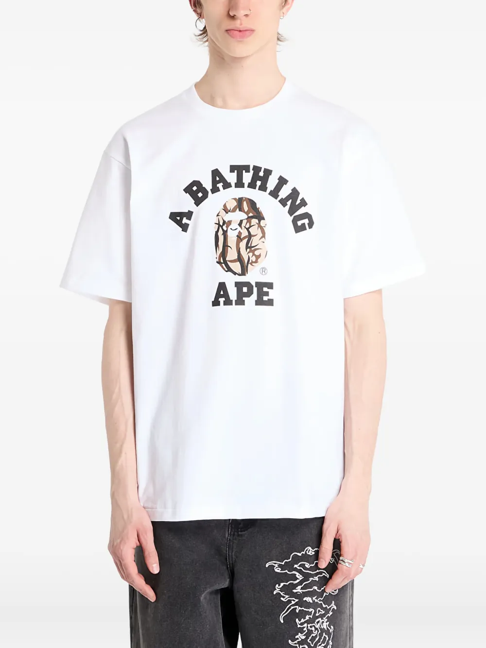 A BATHING APE T-shirt met logo Wit