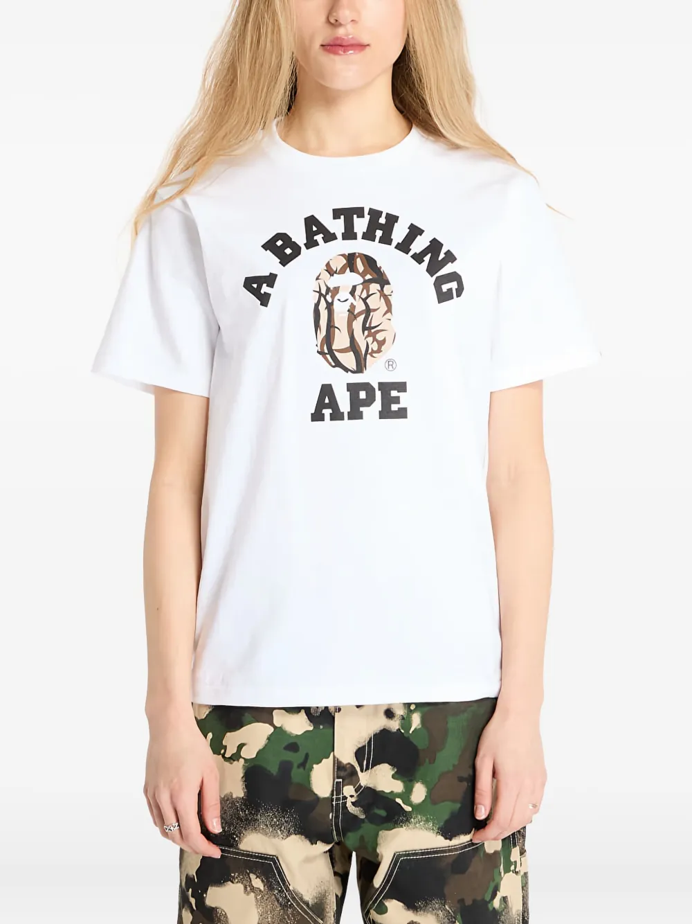 A BATHING APE T-shirt met logo Wit