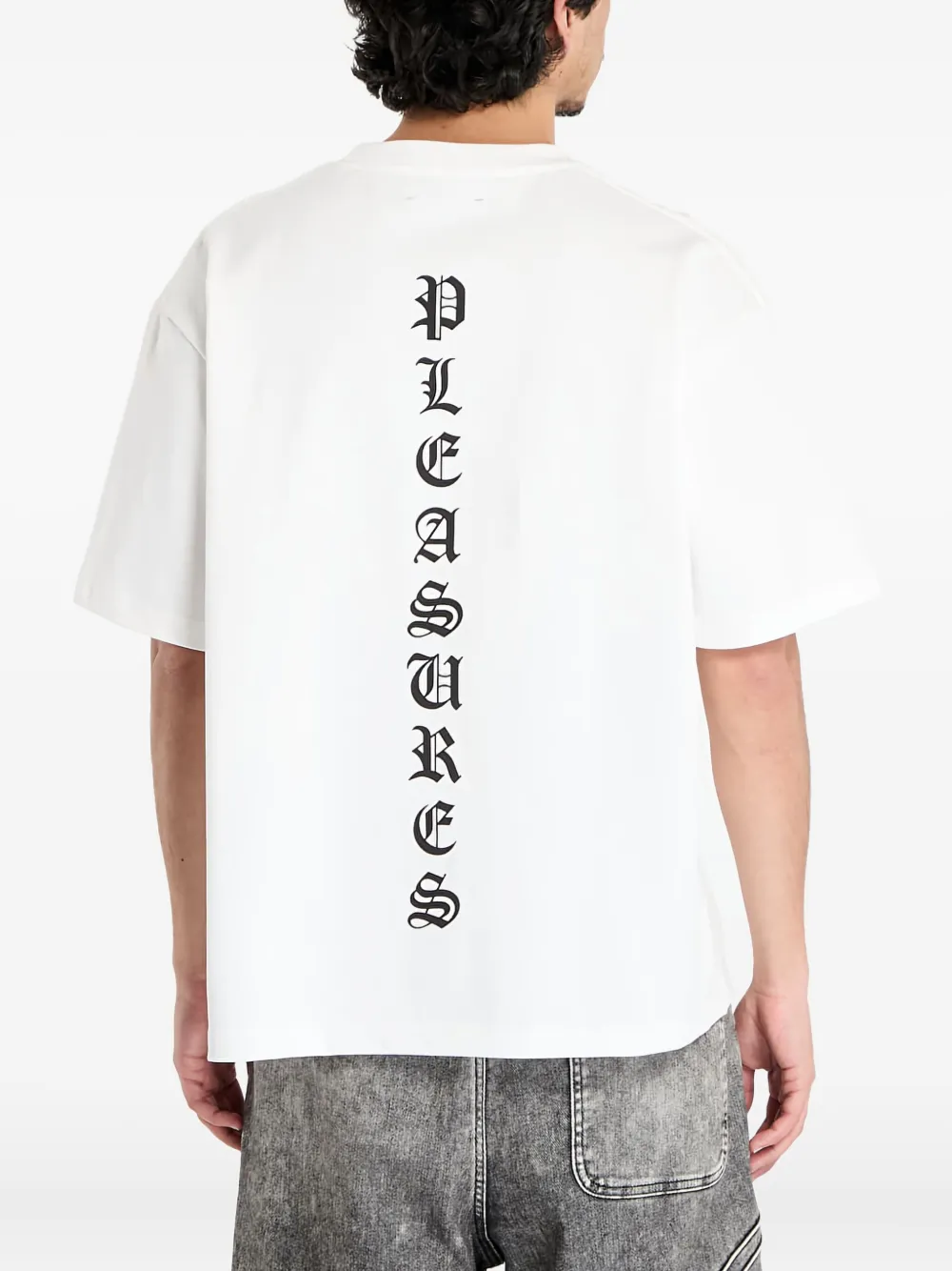 Pleasures logo-neck T-shirt Wit