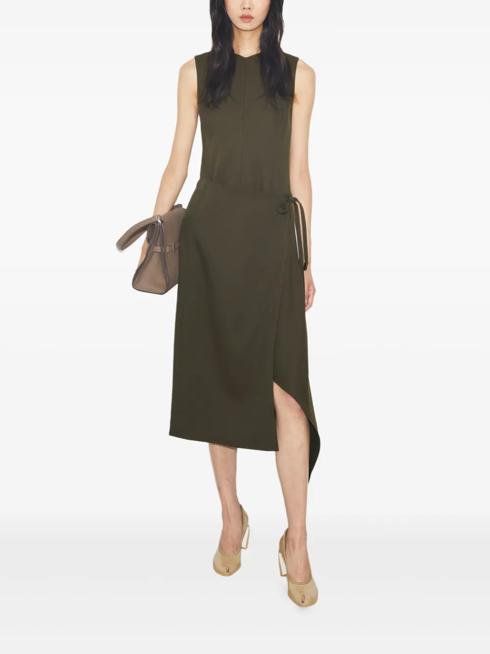 Tory Burch Asymmetrische midi-wikkeljurk Groen
