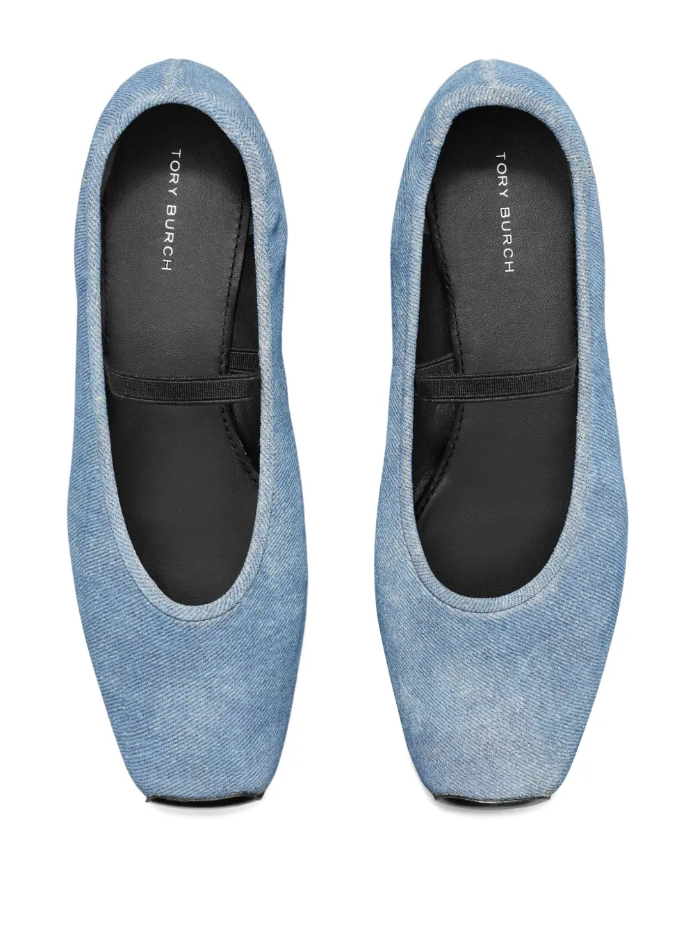 Tory Burch denim elastic-strap ballet flats Blue