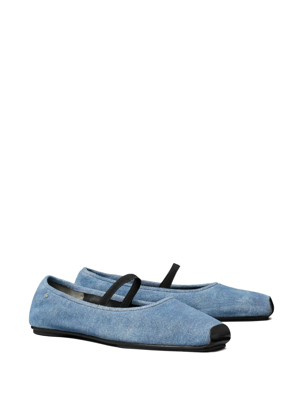 Tory Burch denim elastic-strap ballet flats - Blauw