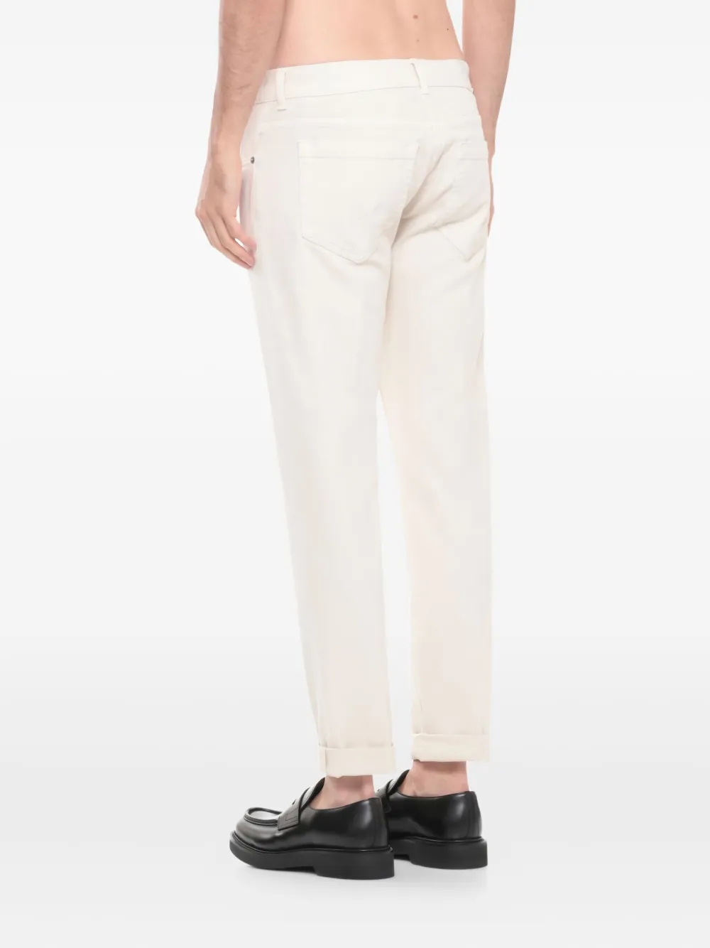 Dondup Straight Trousers With Rolled Cuffs And Pockets In Neutral