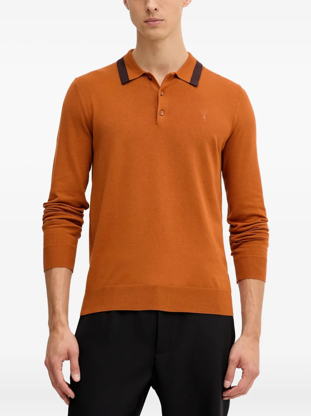 Trussardi Poloshirt met polokraag en lange mouwen Oranje