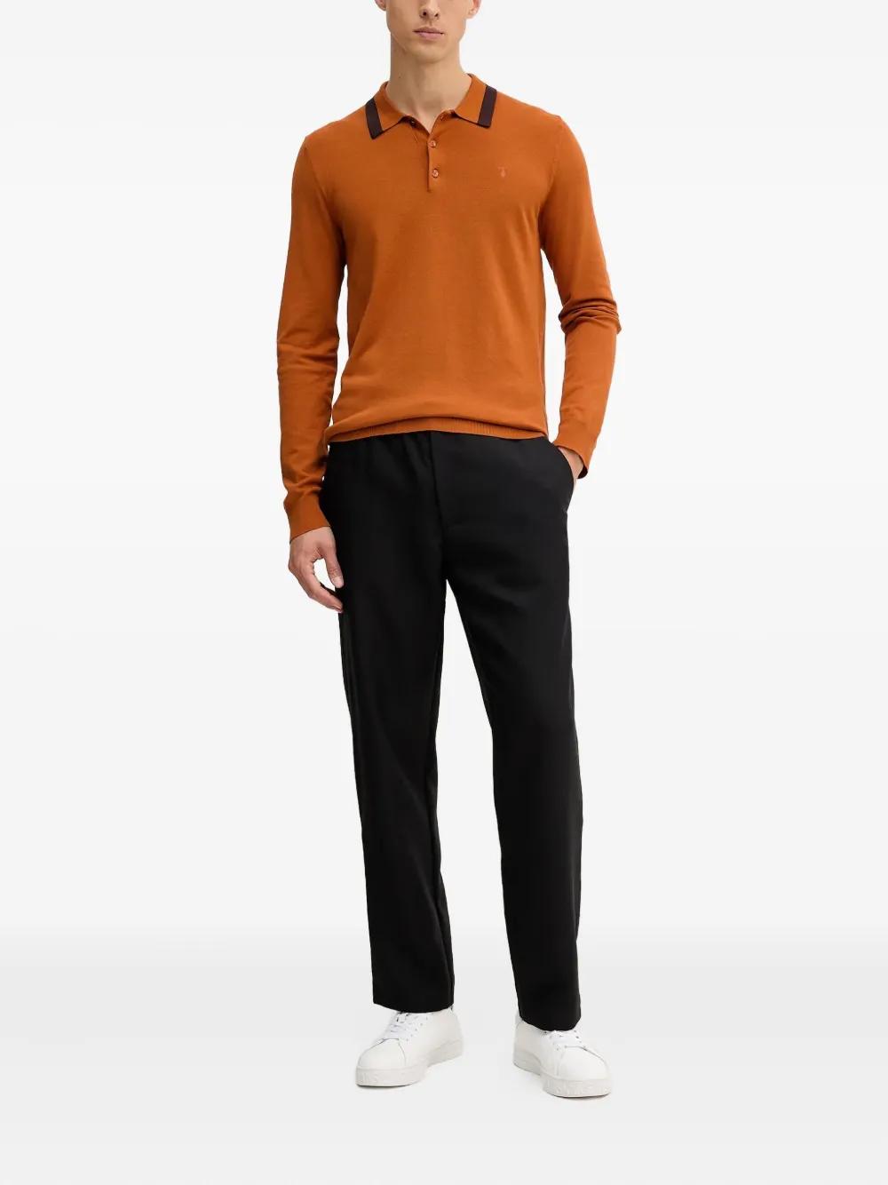 Trussardi Poloshirt met polokraag en lange mouwen - Oranje