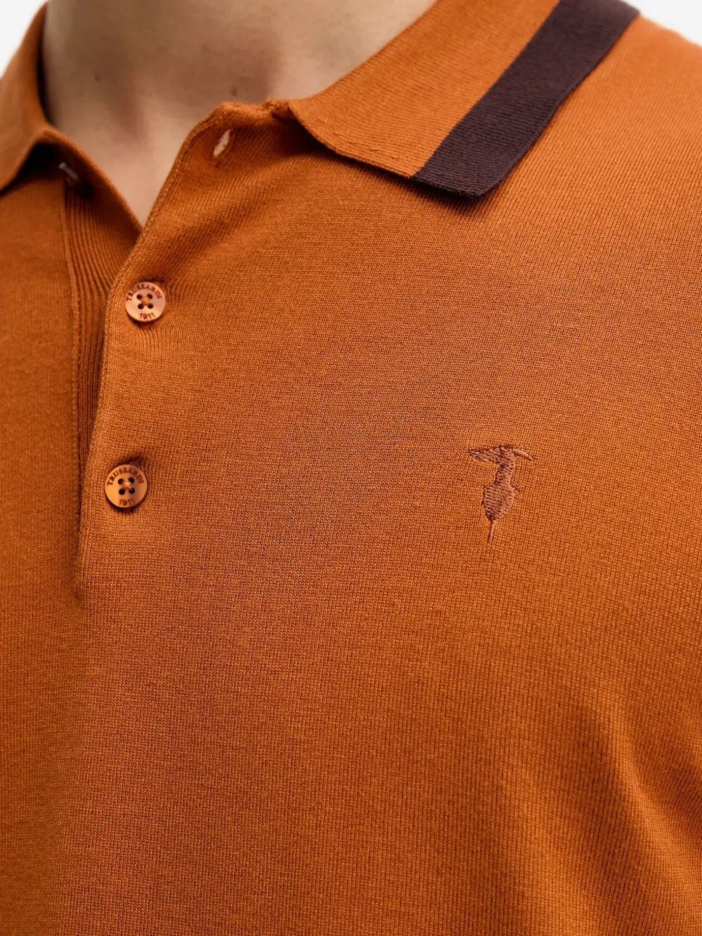 Trussardi Poloshirt met polokraag en lange mouwen Oranje