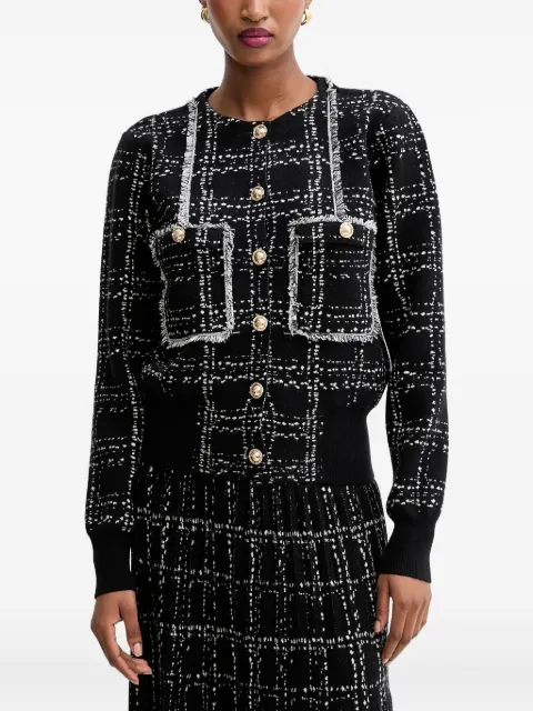 Silvian Heach tweed-fringed button-down jacket
