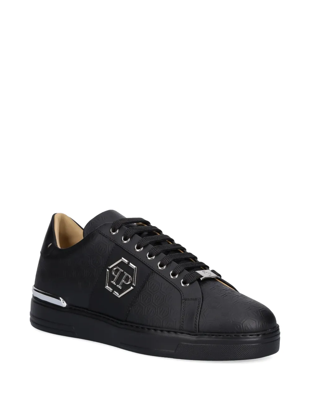 Philipp Plein embossed-logo lace-up sneakers Black