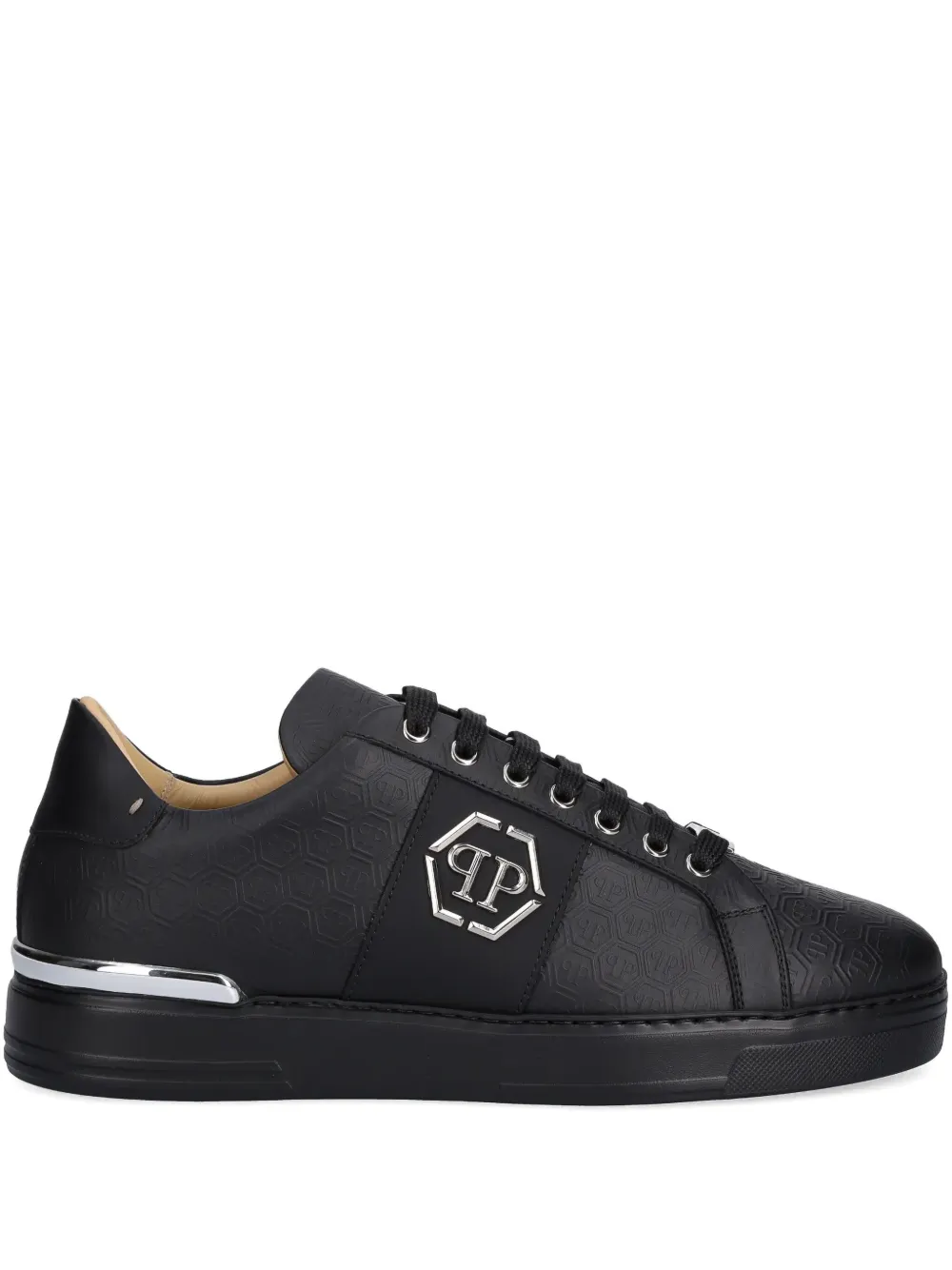 Philipp Plein embossed-logo lace-up sneakers Black