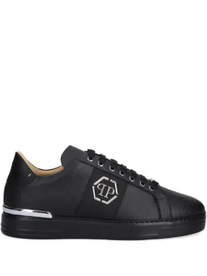 PHILIPP PLEIN スニーカー ベルクロ 黒 Philipp Plein crocodile-embossed Logo Sneakers | Black | FARFETCH CA