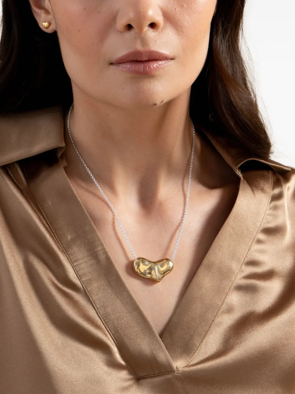DOWER AND HALL 18kt geelgoud vermeil halsketting met hartvormige hanger