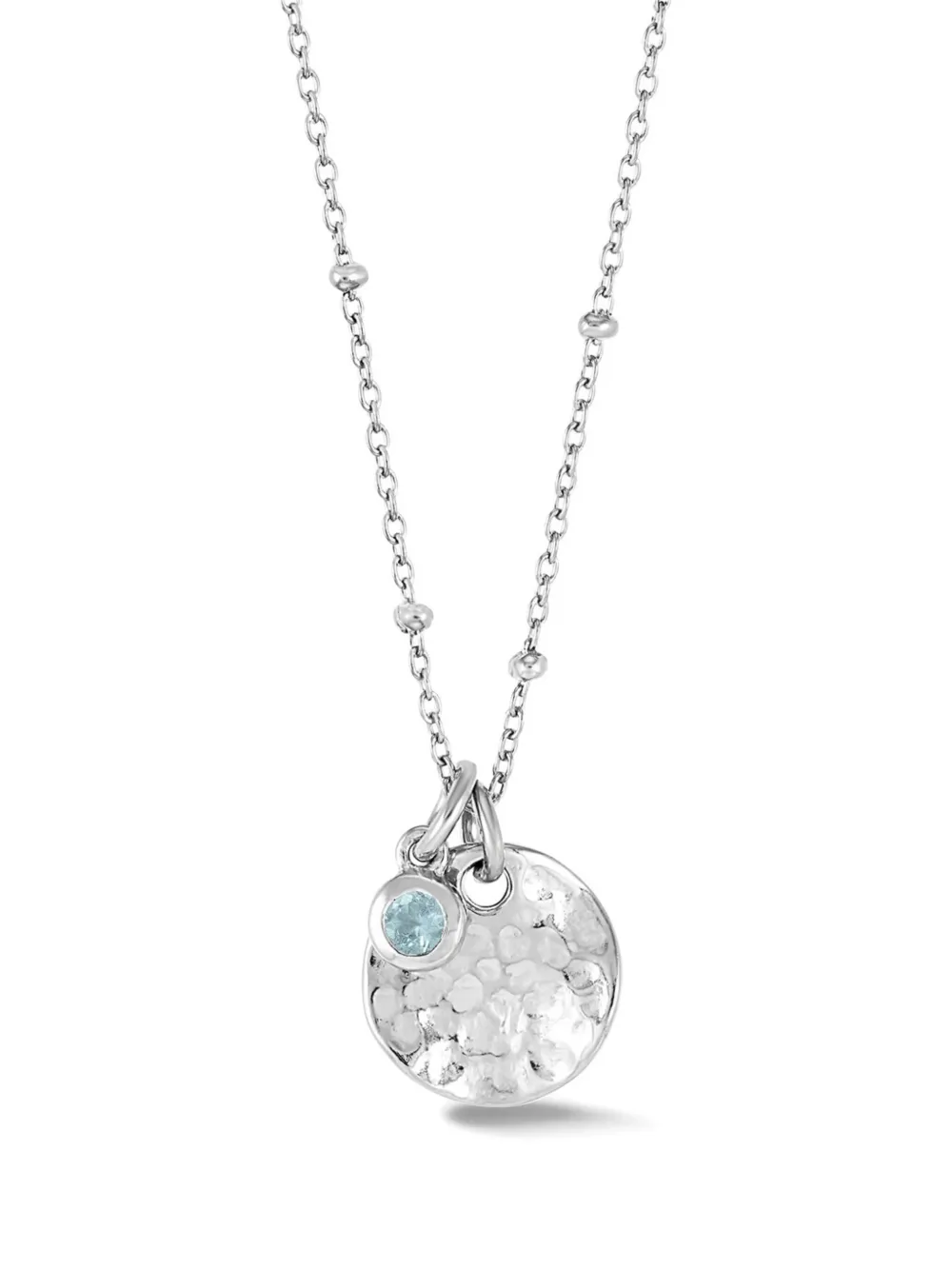 Dower & Hall Hammered-disc Aquamarine-pendent Necklace In Metallic