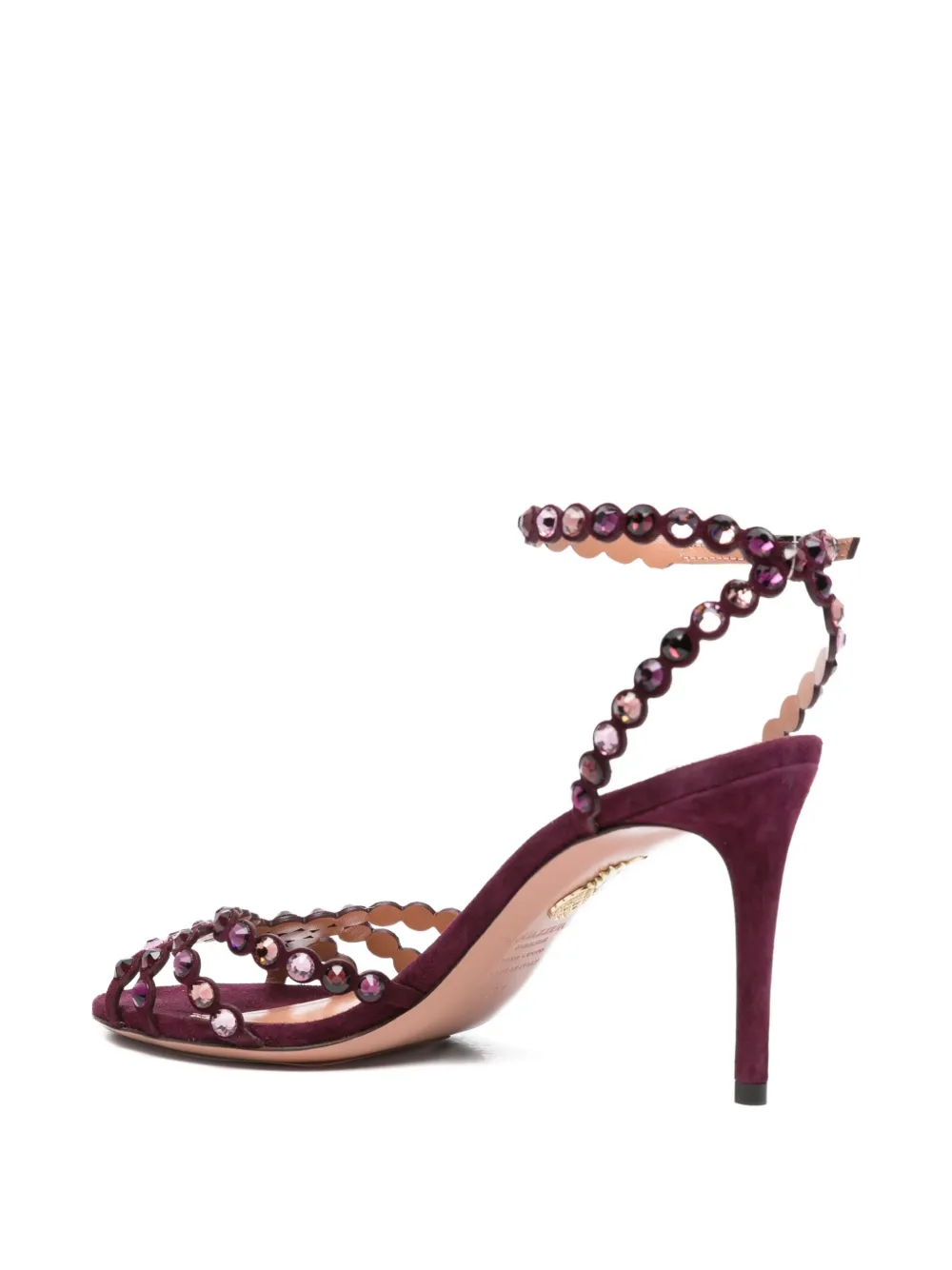 Aquazzura 90mm embellished scalloped-edges heeled sandals Red