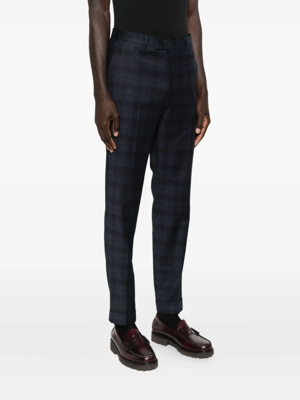 Pt Torino Checked Straight-leg Trousers In Black