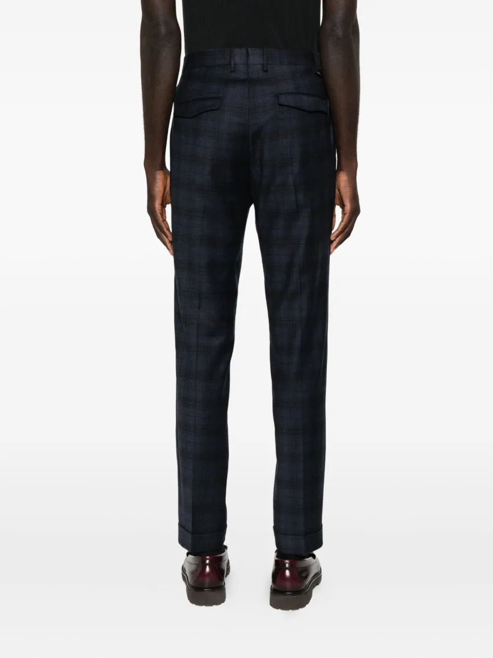 Pt Torino Checked Straight-leg Trousers In Black