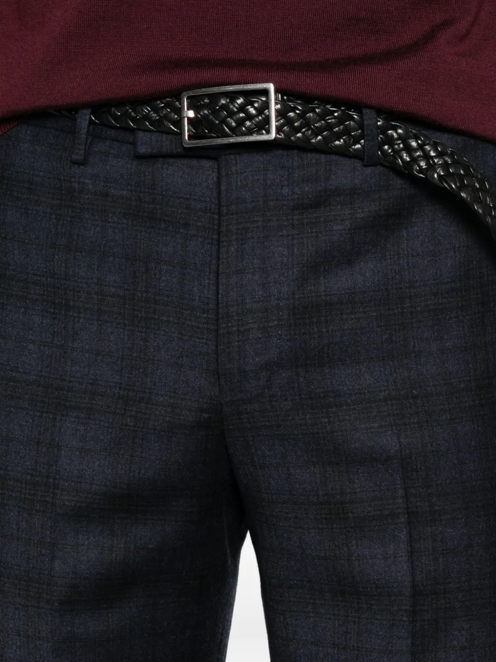 Pt Torino Checked Straight-leg Trousers In Black