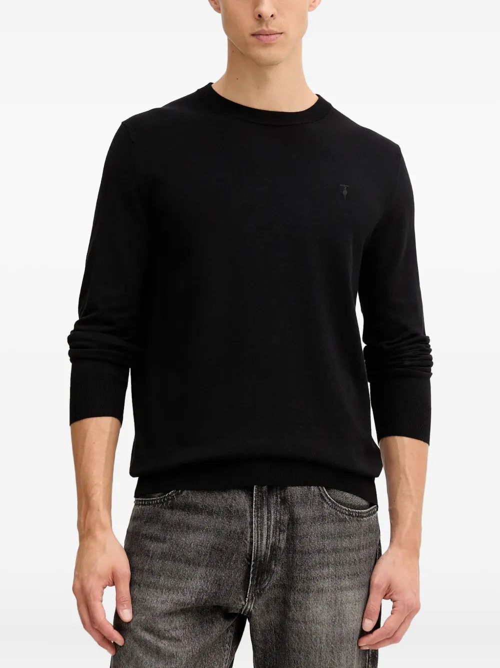 Trussardi Trui met ronde hals en logo Zwart