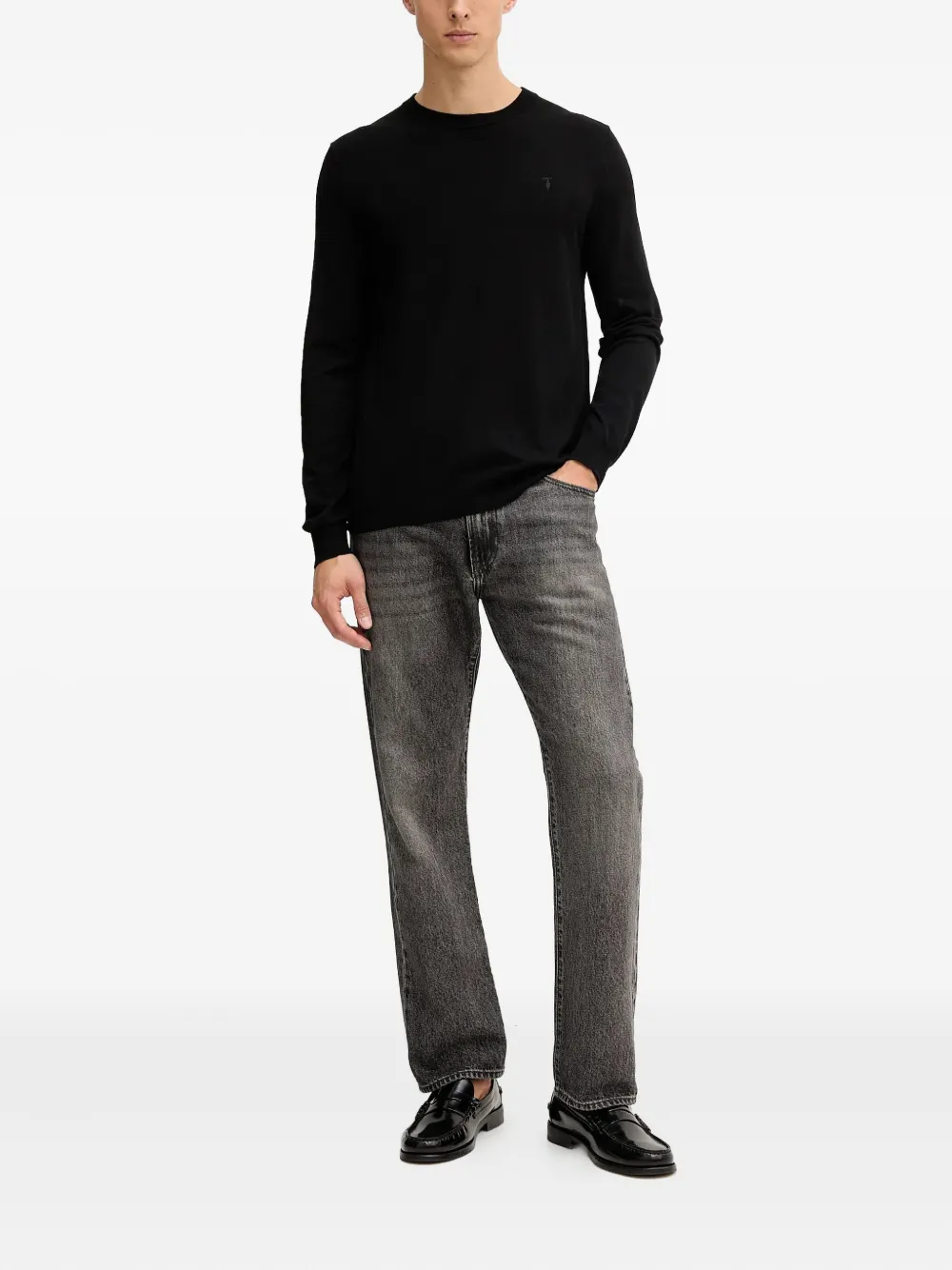 Trussardi Trui met ronde hals en logo - Zwart