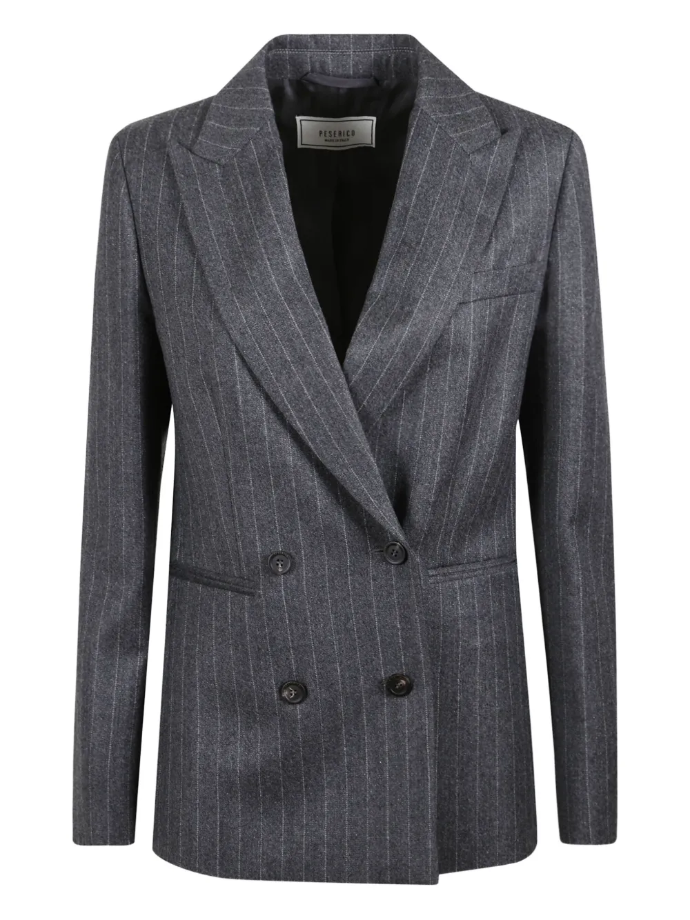 Peserico Pinstripe-pattern Double-breasted Jacket In Gray