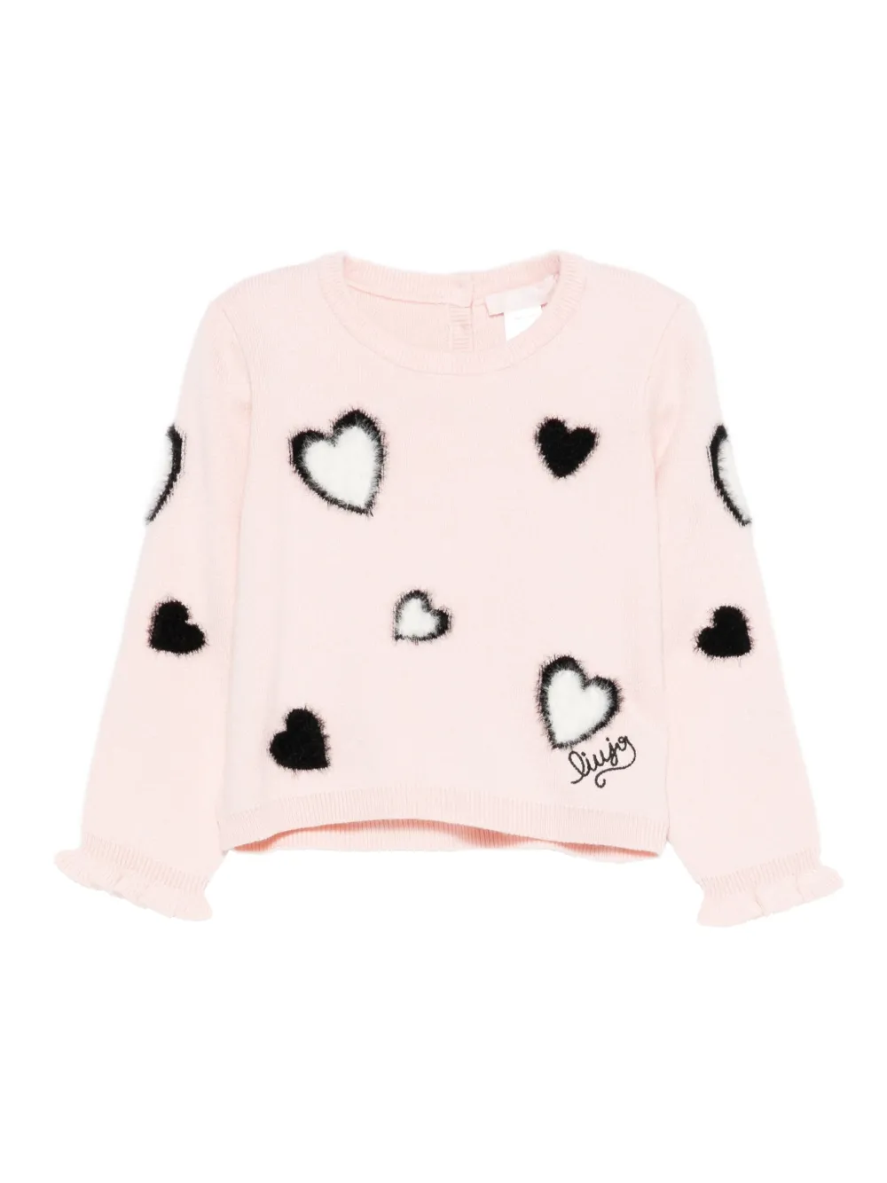 LIU JO heart-embellished ruffled-cuffs sweater | Pink | Image 1