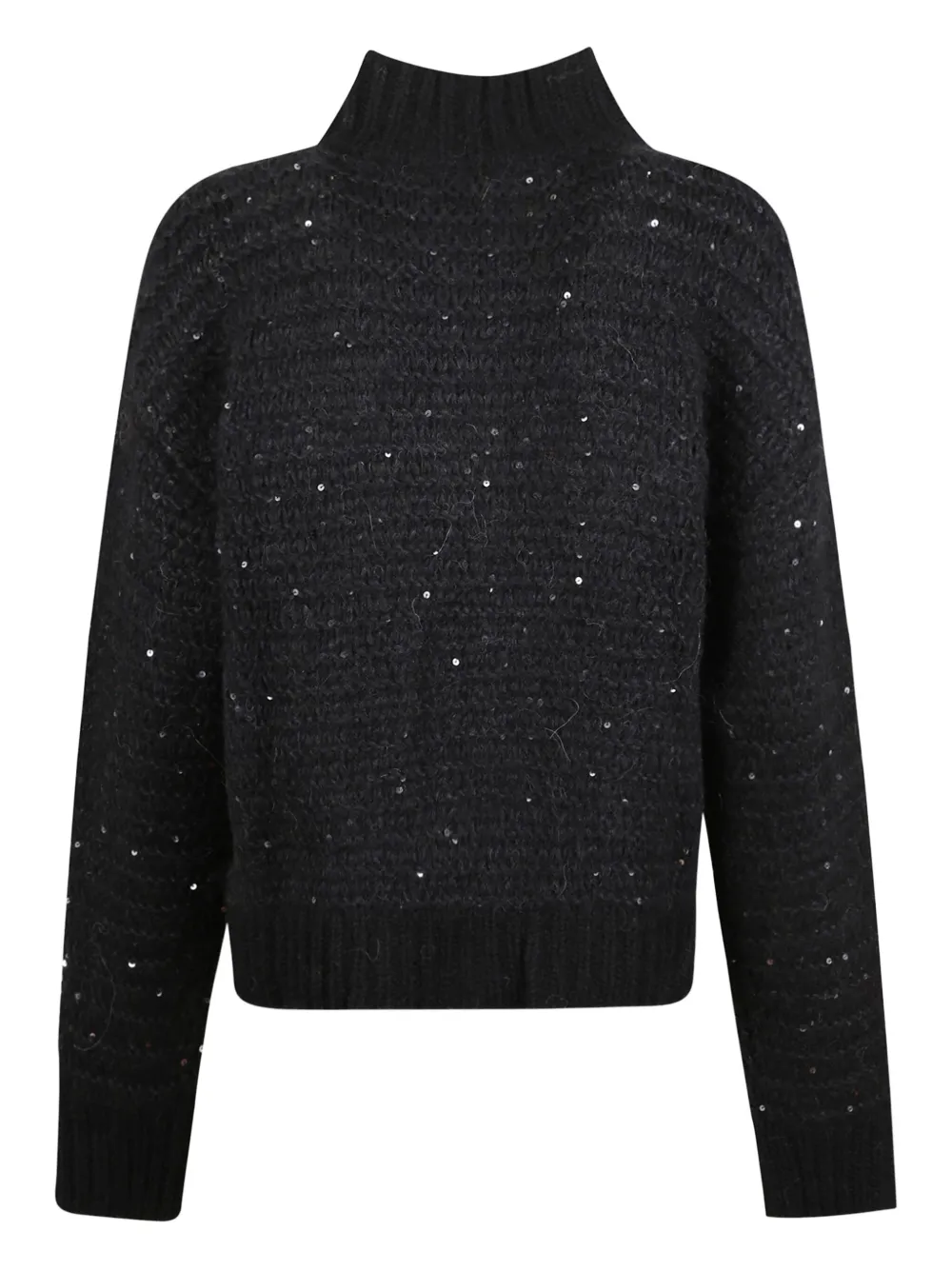 Peserico High-neck Knitted Cardigan In Black