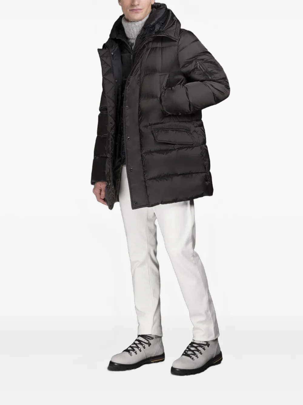 Moorer Grima-sh gewatteerde jas met capuchon Grijs