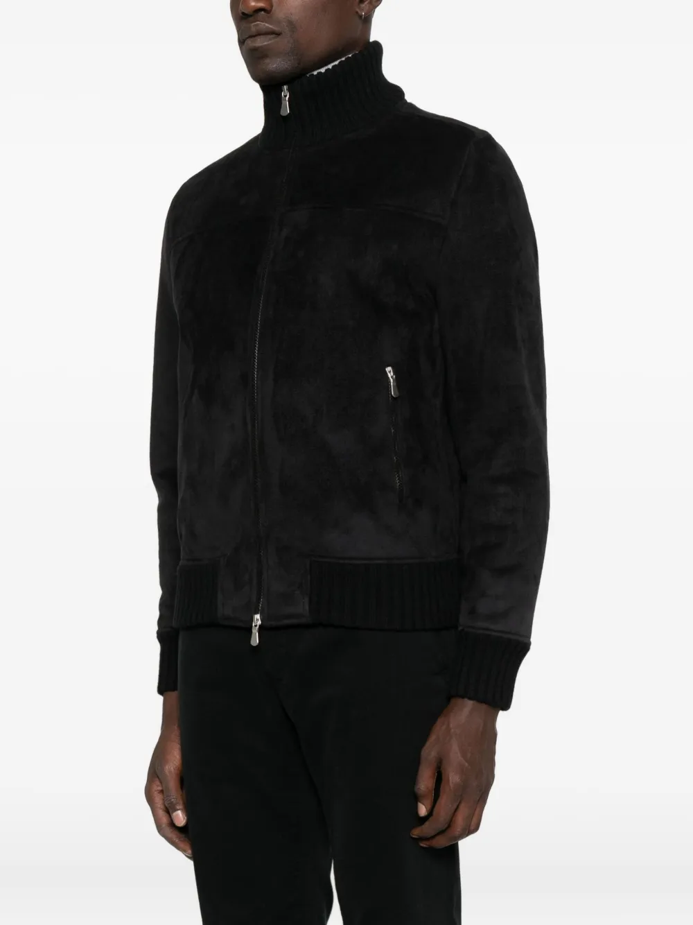 Gran Sasso Zip-fastening Ribbed-cuff Jacket In Black