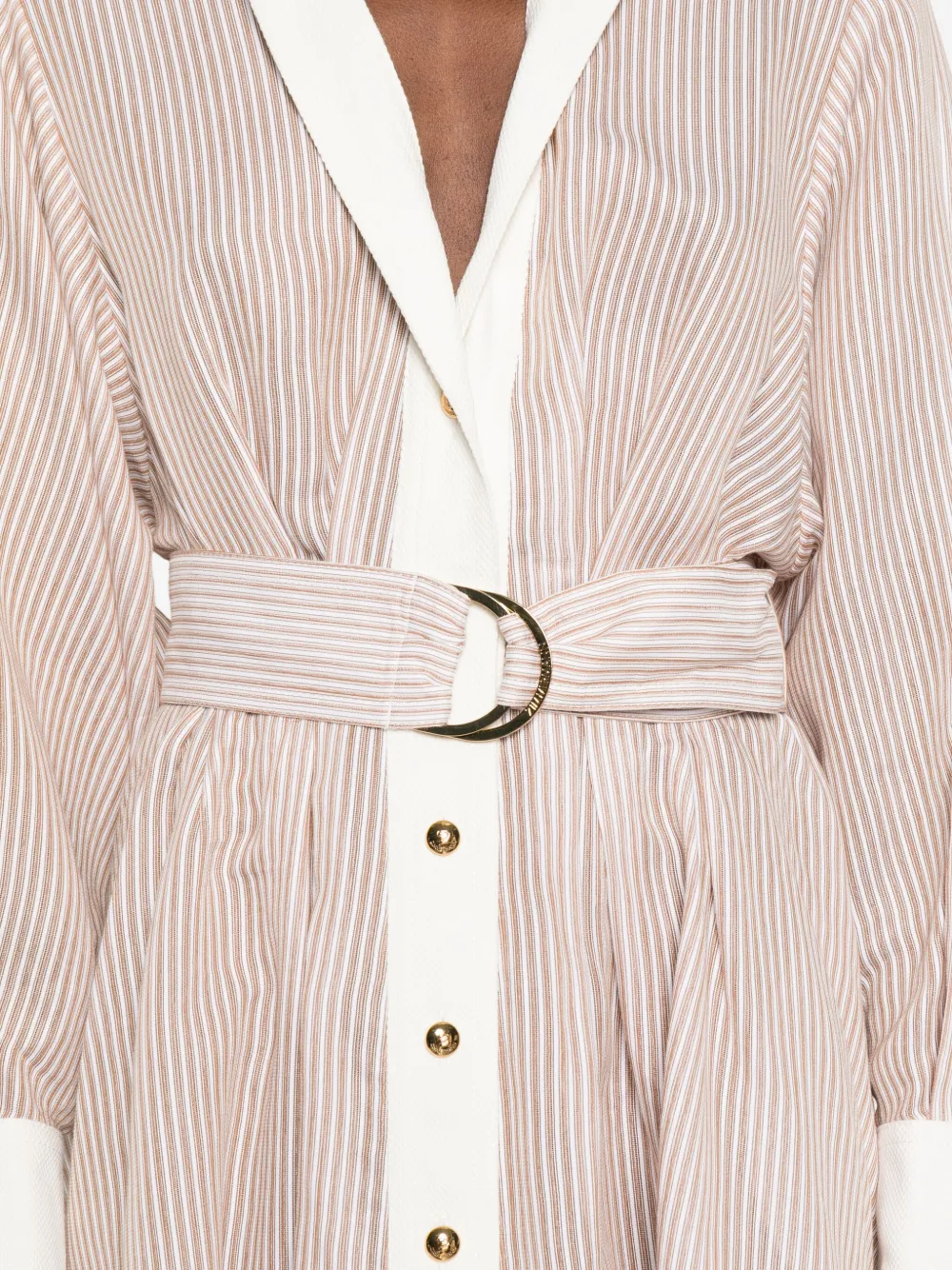Zimmermann Hypnotic Tuck Belted Mini Shirt Dress In Neutral