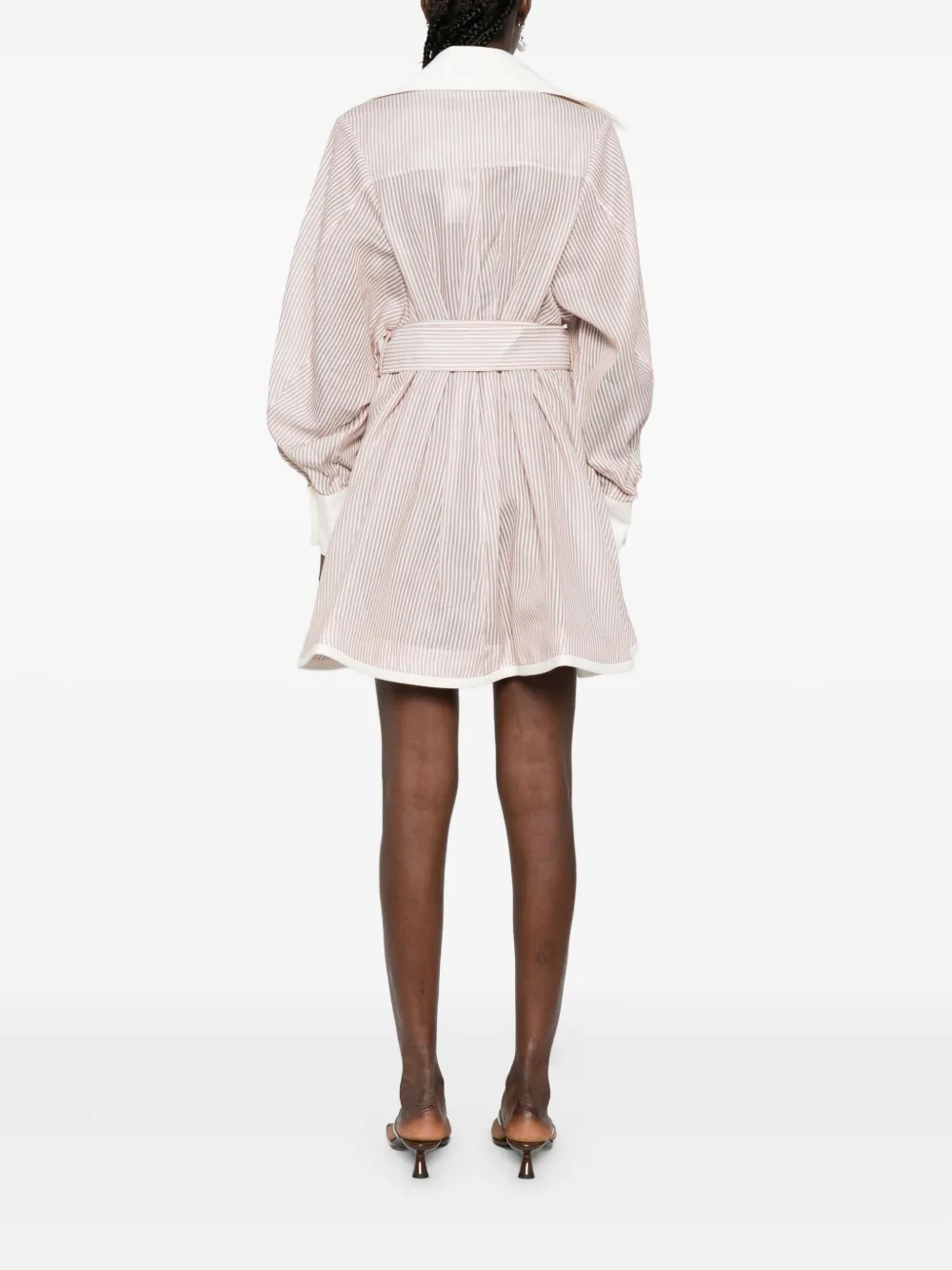 Zimmermann Hypnotic Tuck Belted Mini Shirt Dress In Neutral