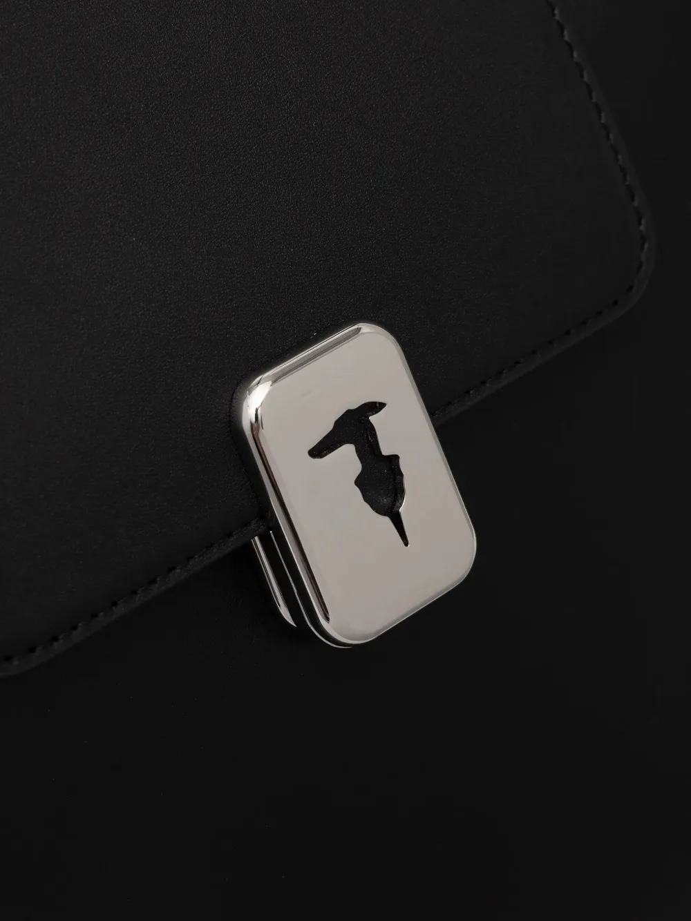 Trussardi Cameo Leather Tote Bag In Black
