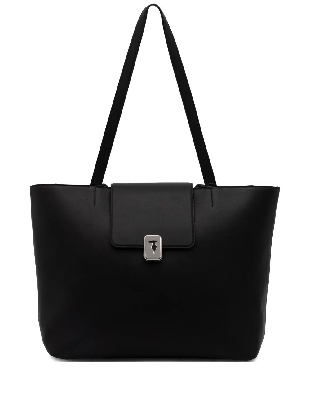 Trussardi Cameo Leather Tote Bag In Black