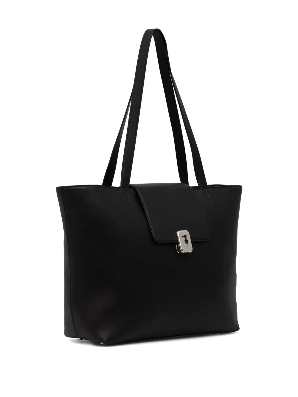 Trussardi Cameo Leather Tote Bag In Black