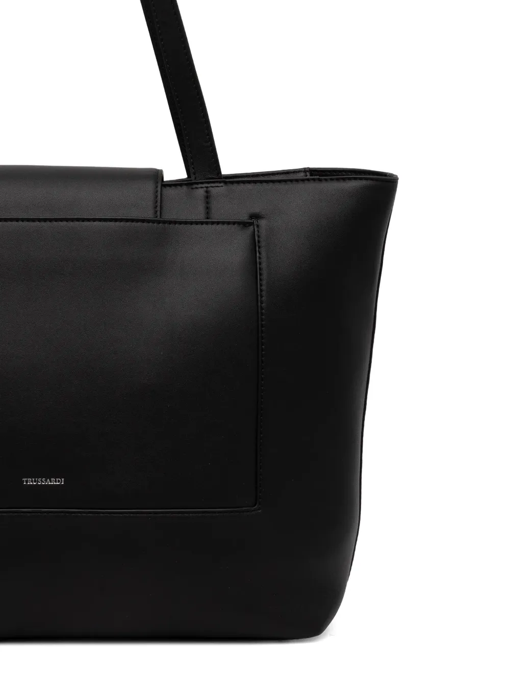 Trussardi Cameo Leather Tote Bag In Black