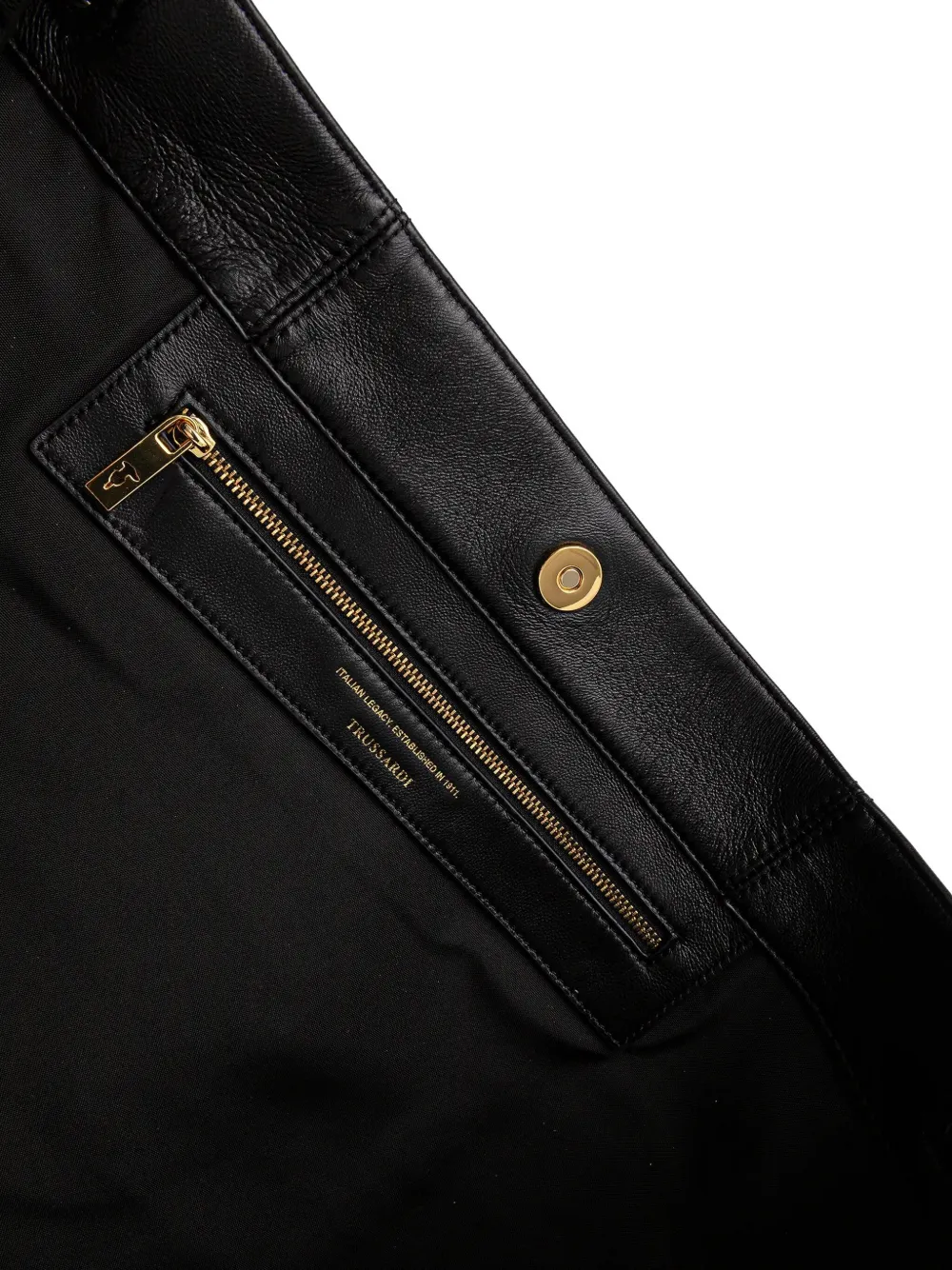 Trussardi Orbita Leather Tote Bag In Black