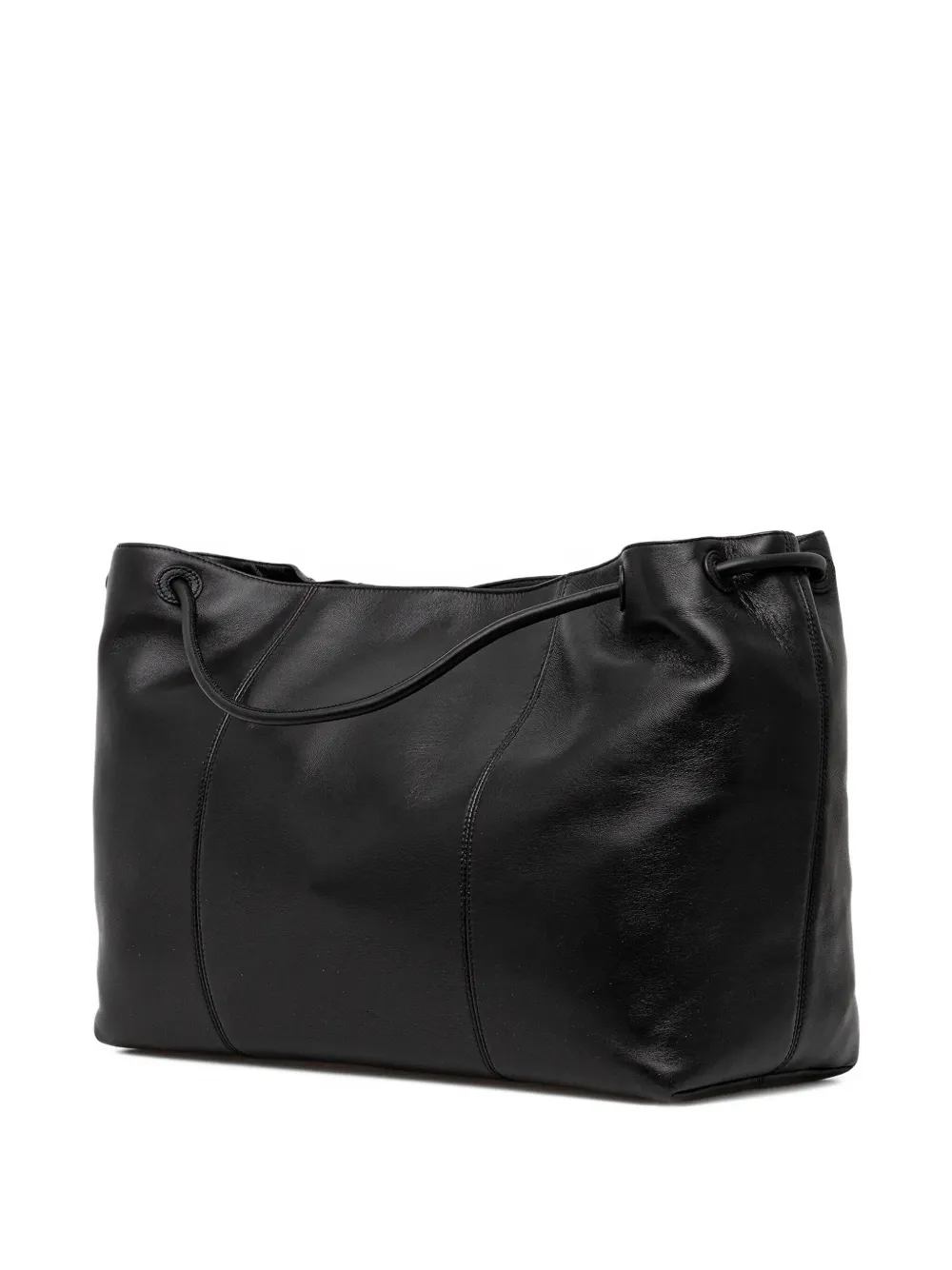 Trussardi Orbita Leather Tote Bag In Black