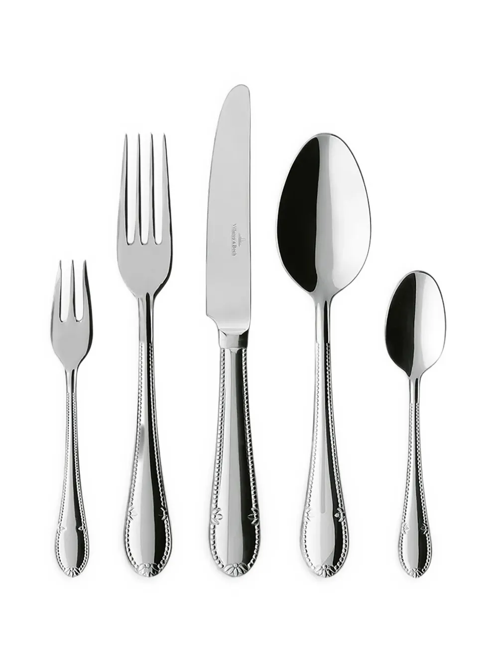 Villeroy & Boch lot de 30 couverts Mademoiselle à fleurs embossées - Argent Villeroy & Boch lot de 30 couverts Mademoiselle à fleurs embossées - Argent