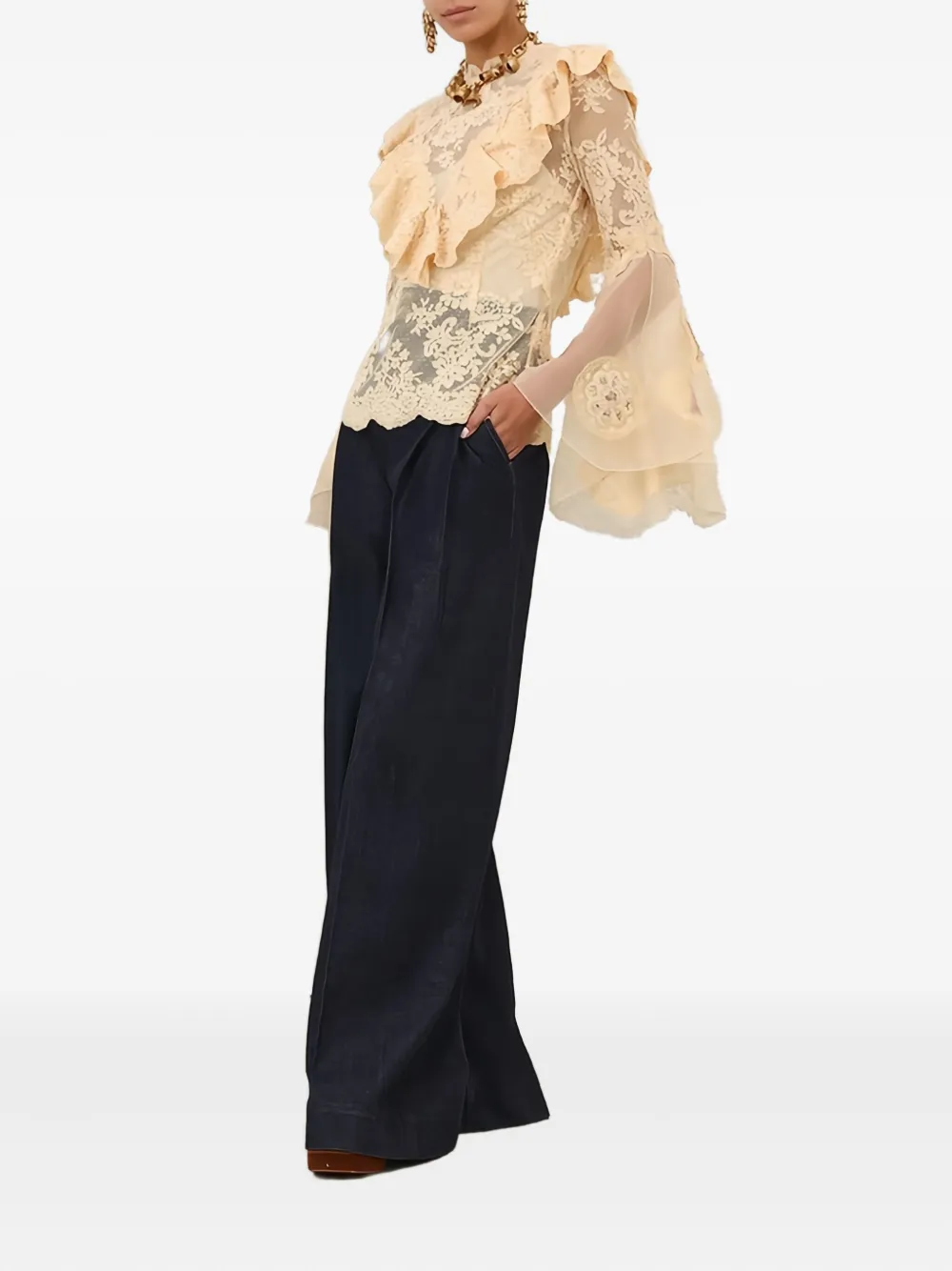 ZIMMERMANN Blouse met ruches - Beige