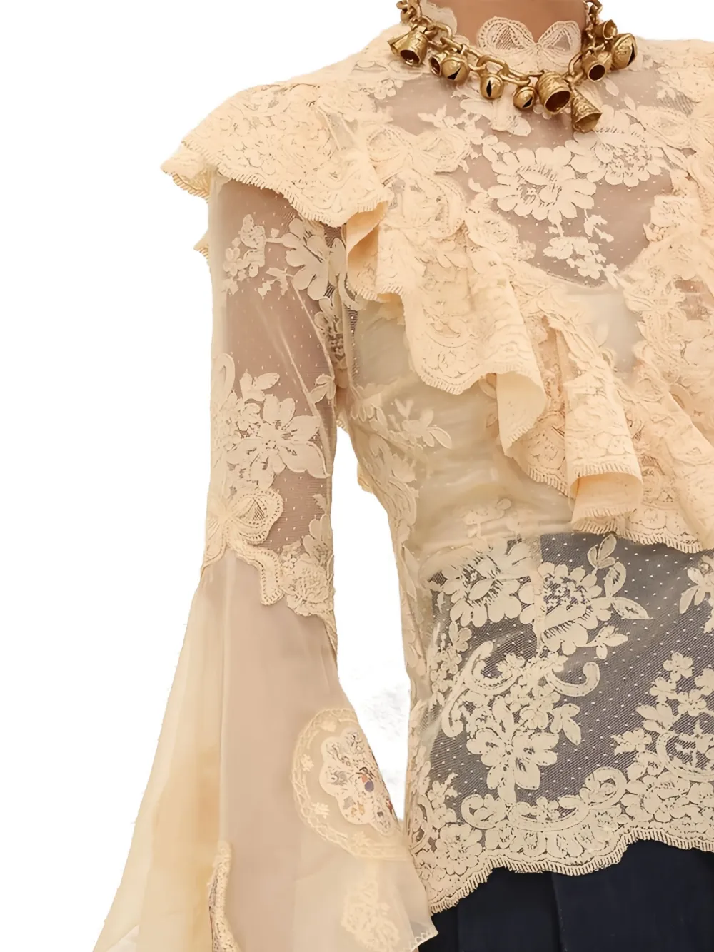 Zimmermann Ruffled Lace Shirt In Neutral