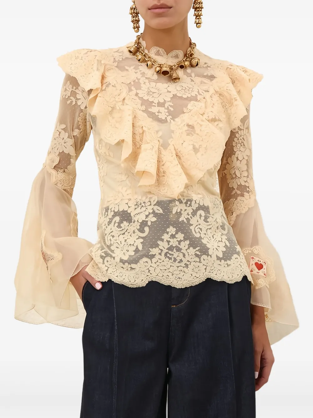 ZIMMERMANN Blouse met ruches Beige