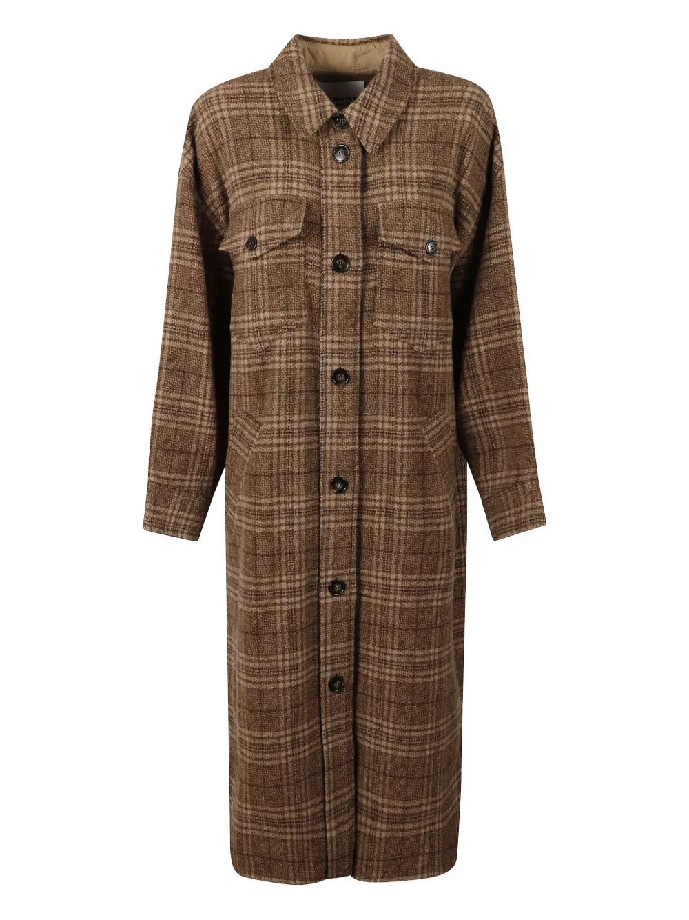 Isabel Marant Étoile Gislene Checked Long Coat In Brown